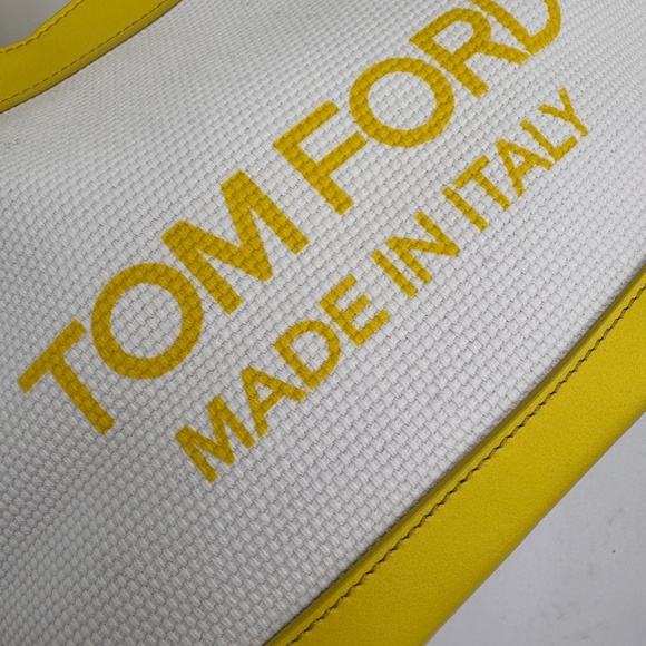 TOM FORD Calfskin Mini Logo Tote White - Picture 8 of 13